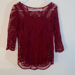 Maroon Lace Top (w/ under tank). Good, used condition.